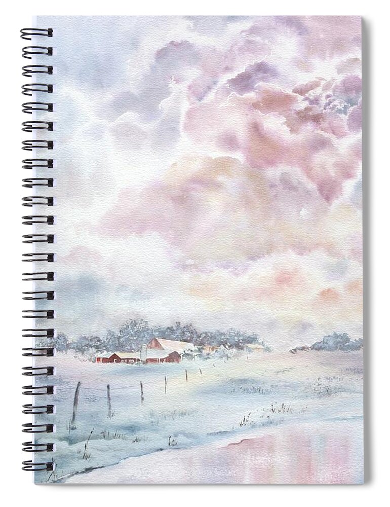 Vermont Landscape Spiral Notebook featuring the painting North Country Sky by Amanda Amend
