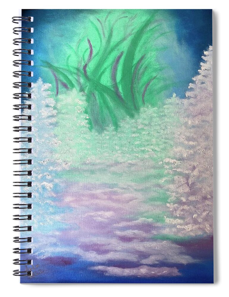 Colorful Spiral Notebook featuring the painting Northern Lights of 2022 by Douglas Ann Slusher