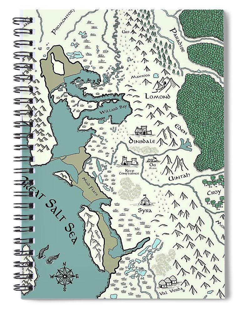 Maps Spiral Notebook featuring the digital art Northern Wasatch by John Armstrong