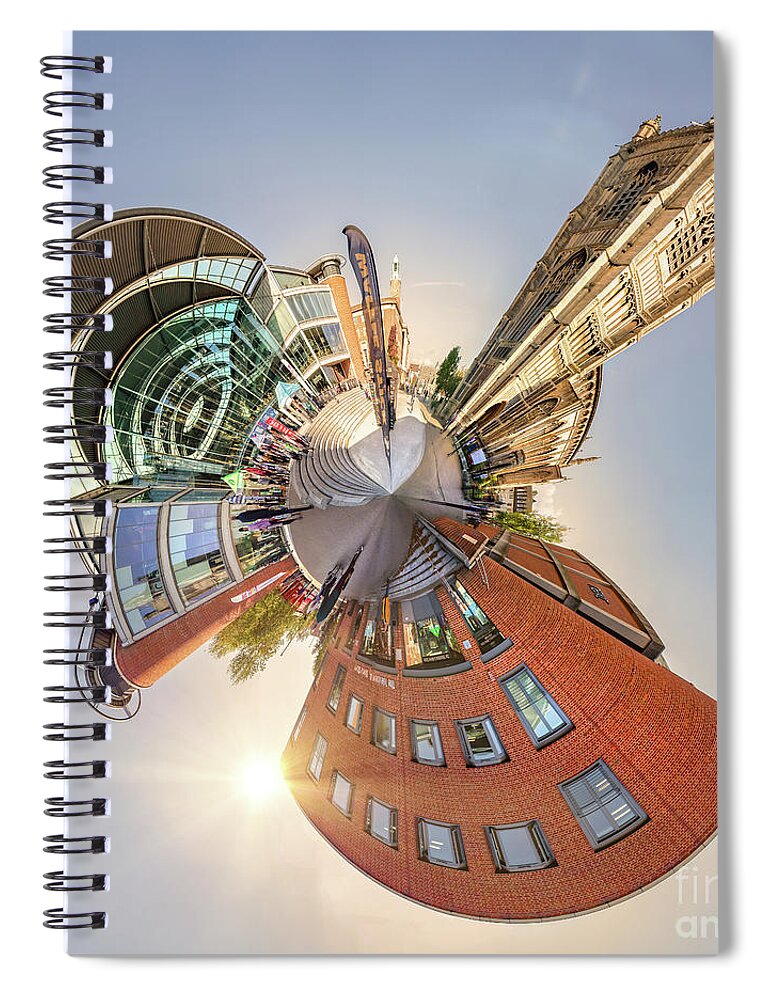 Norwich Forum Spiral Notebook featuring the photograph Norwich Forum mini planet in Norfolk UK by Simon Bratt