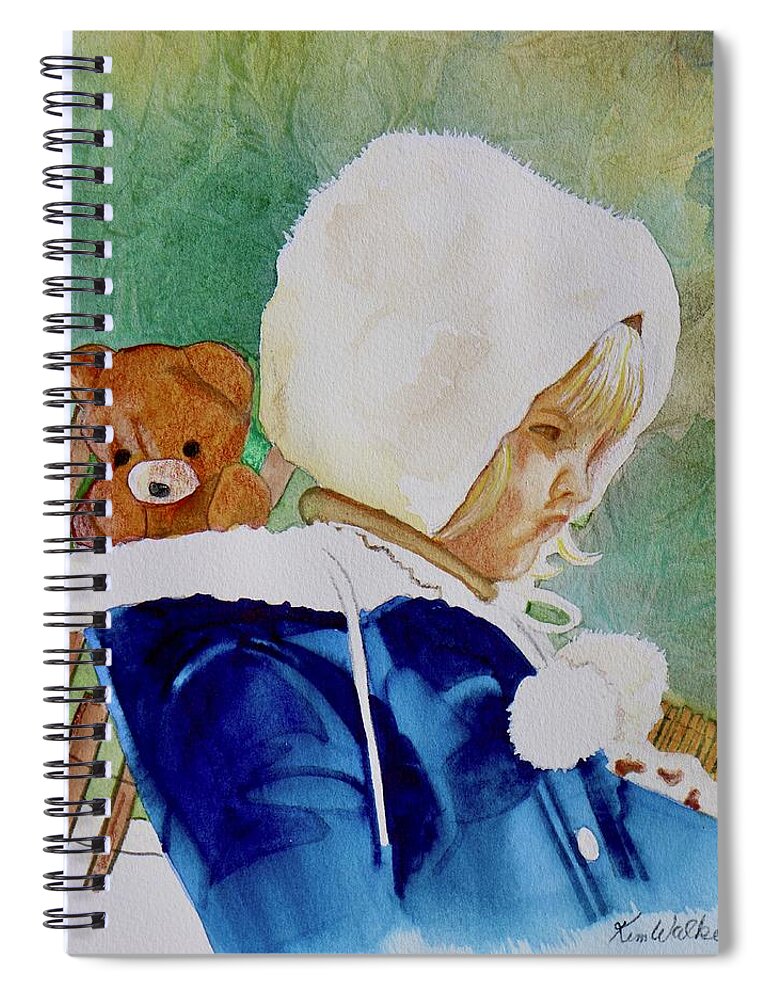 Green Spiral Notebook featuring the painting Not A Happy Camper Watercolor by Kimberly Walker
