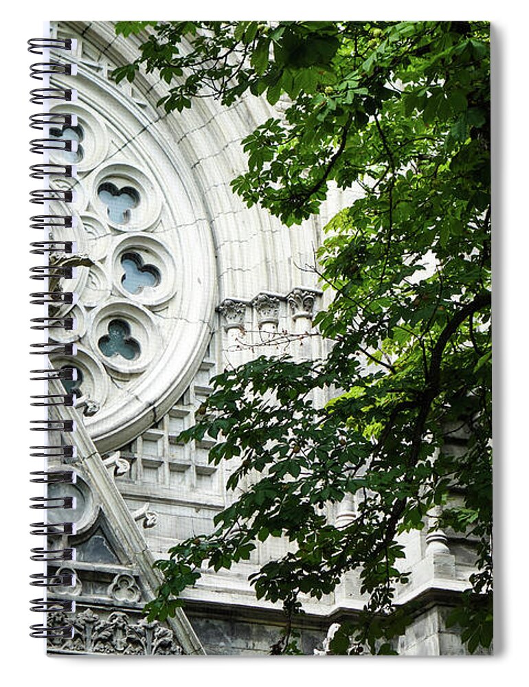 Montreal Spiral Notebook featuring the photograph Notre-Dame Basilica of Montreal Exterior by Wilko van de Kamp Fine Photo Art