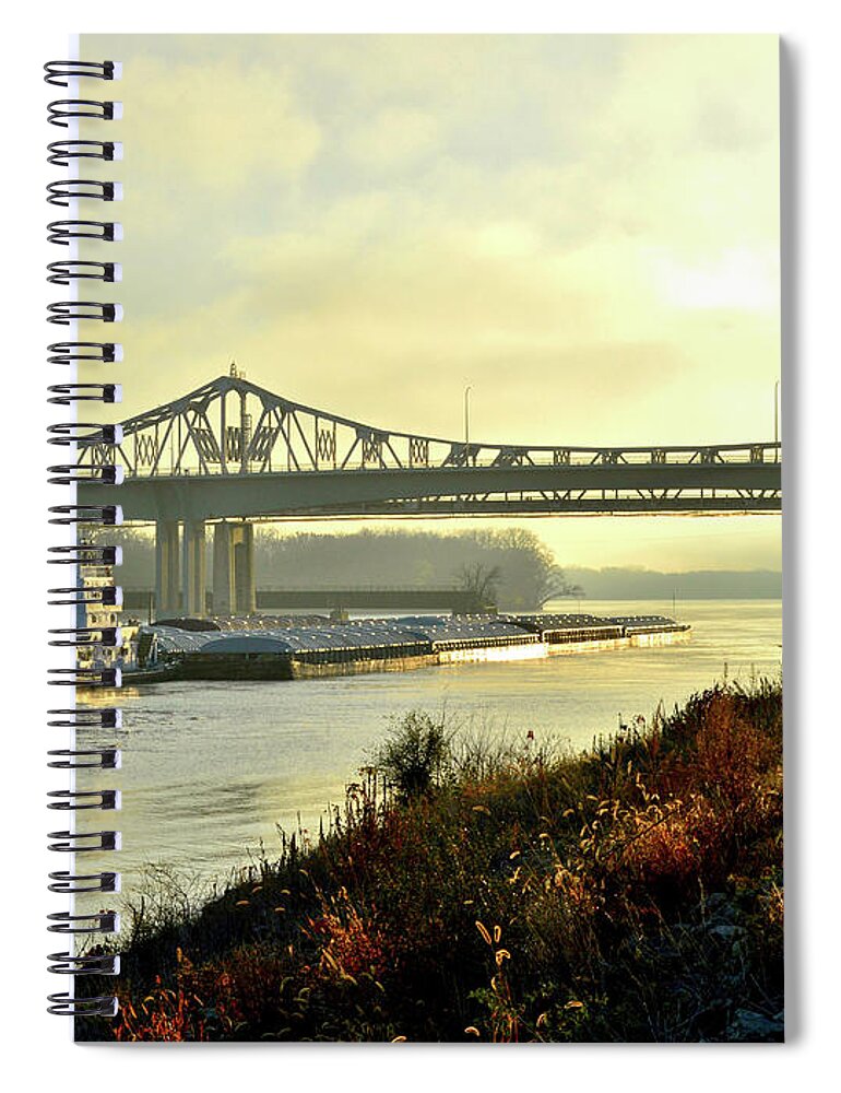 Barge Spiral Notebook featuring the photograph November Barge by Susie Loechler