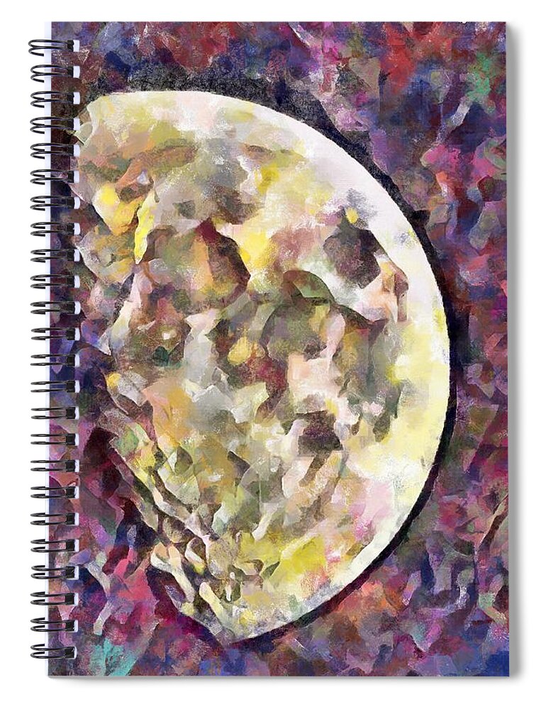 November Spiral Notebook featuring the mixed media November Moon by Christopher Reed