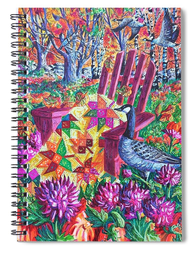 Autumn Spiral Notebook featuring the painting November Quilt by Diane Phalen