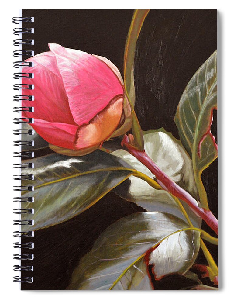 Rose Spiral Notebook featuring the painting November Rose by Thu Nguyen