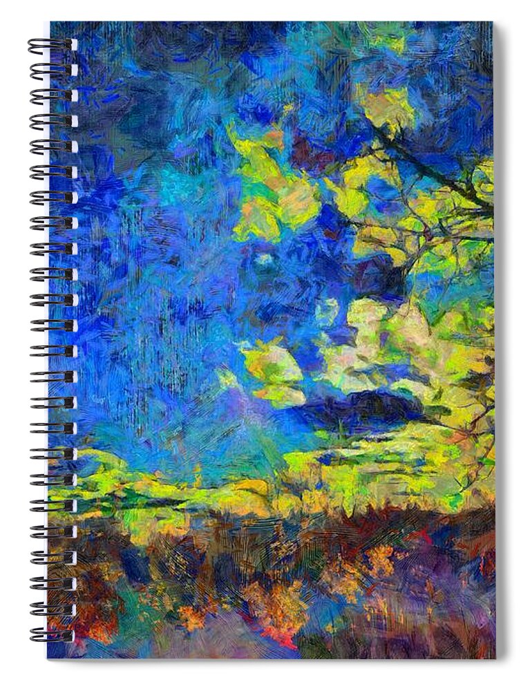 Sky Spiral Notebook featuring the mixed media November Sky by Christopher Reed