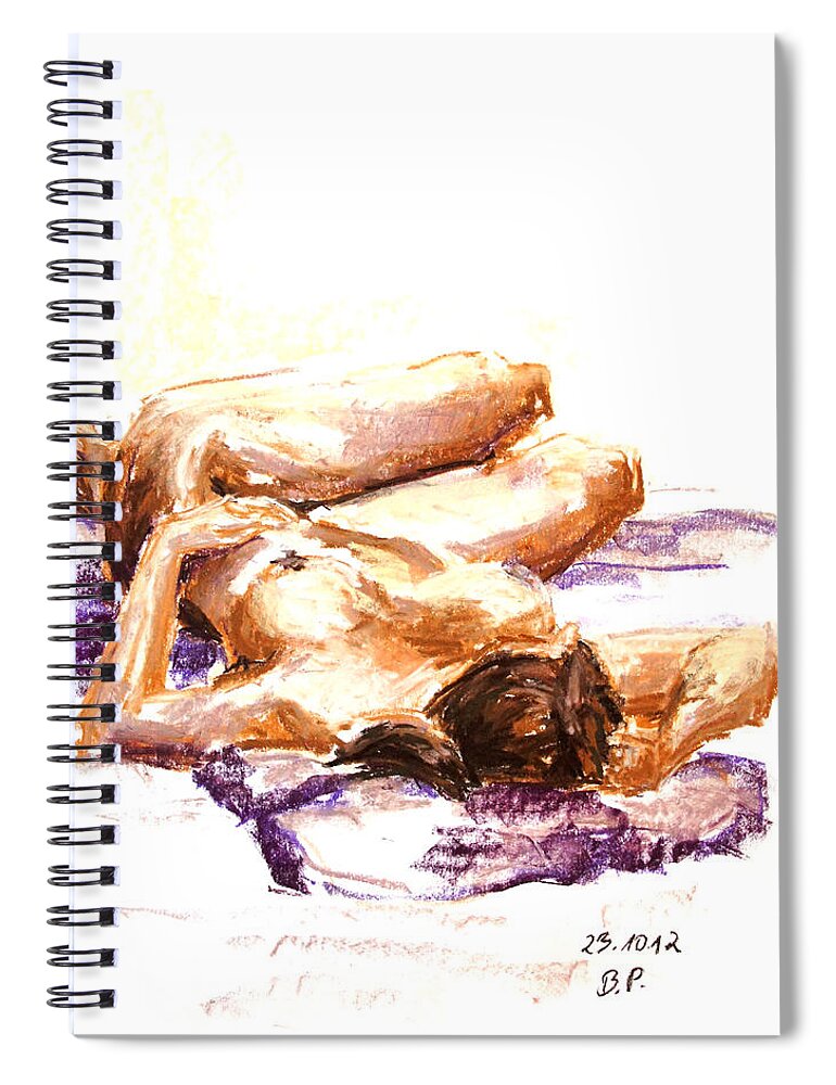 Barbara Pommerenke Spiral Notebook featuring the painting Nude 23-10-12-4 by Barbara Pommerenke