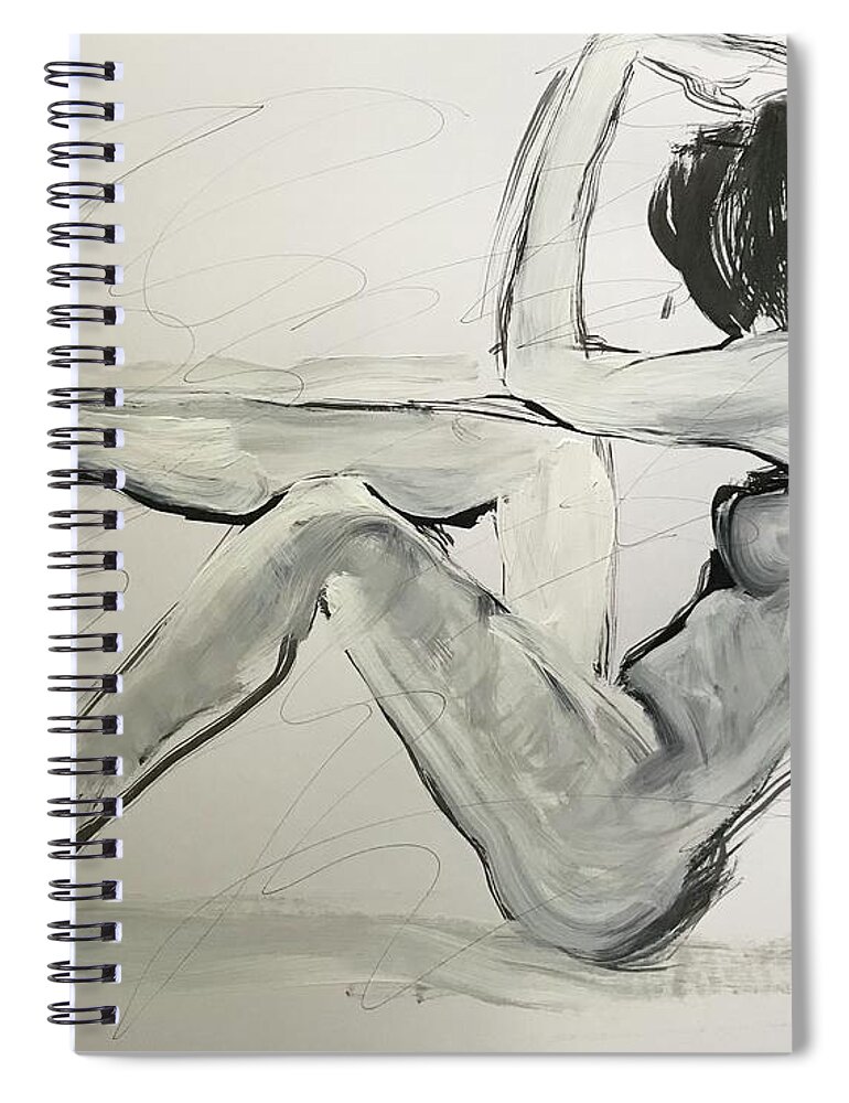 Nude Spiral Notebook featuring the drawing Nude by Elizabeth Parashis