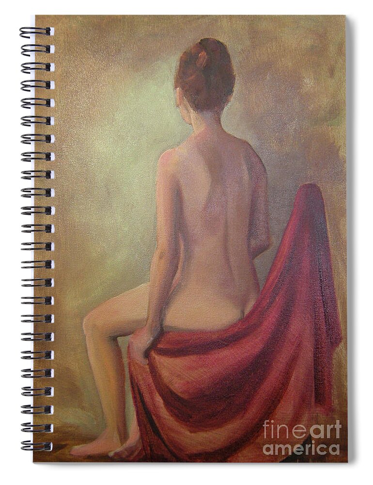 Female Spiral Notebook featuring the painting Nude in Mist by Lilibeth Andre