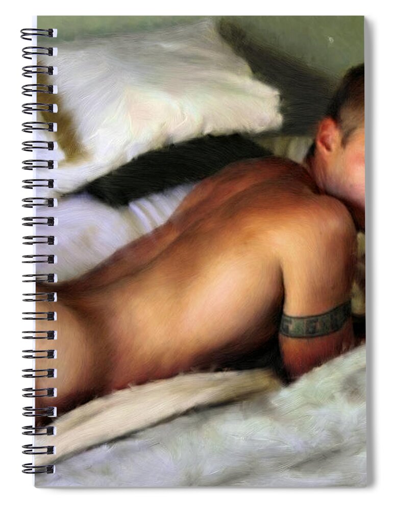 Nude Spiral Notebook featuring the painting Nude on a Bed by Troy Caperton