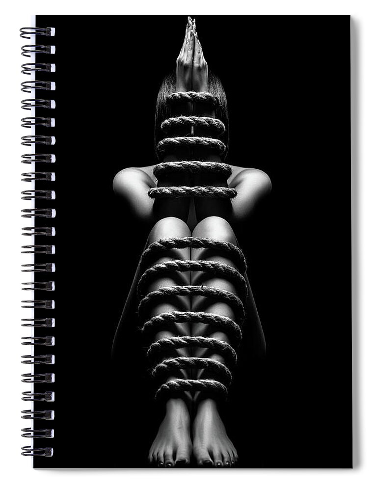 Woman Spiral Notebook featuring the photograph Nude Woman bondage 6 by Johan Swanepoel