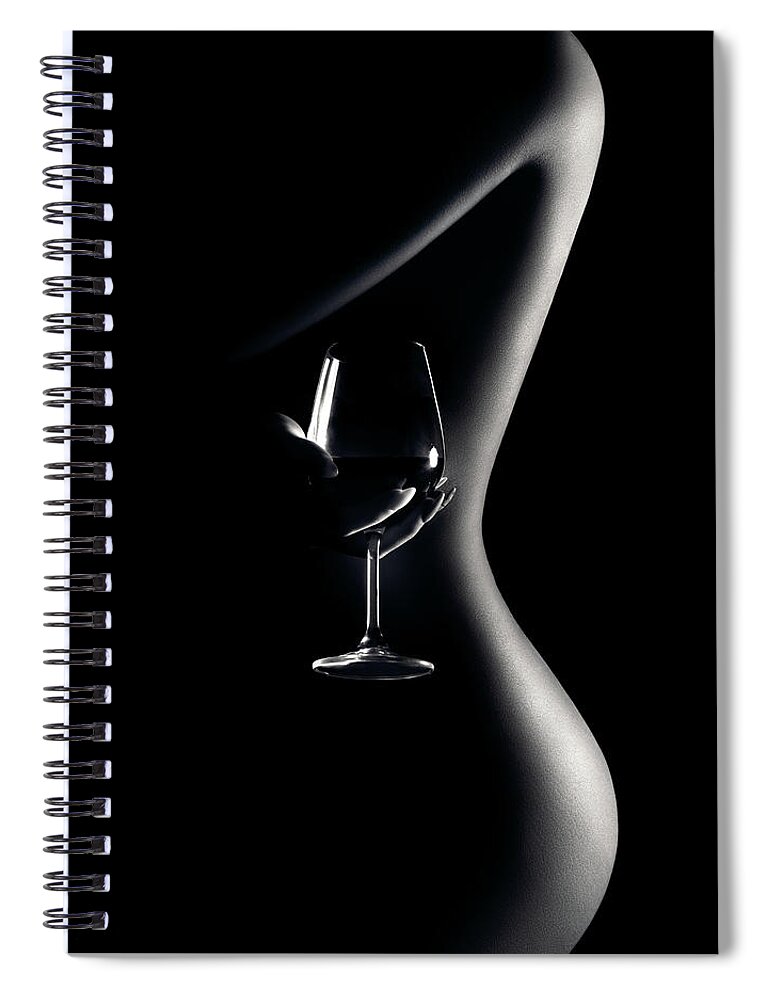 Woman Spiral Notebook featuring the photograph Nude woman red wine 3 by Johan Swanepoel