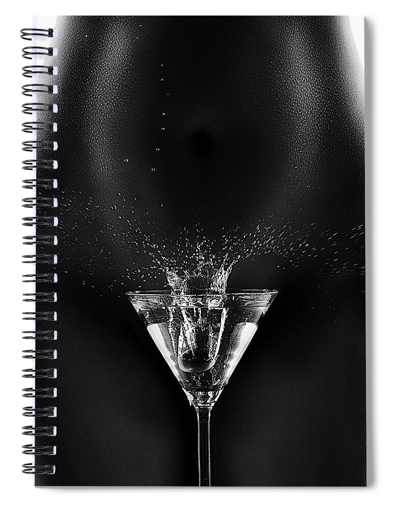 Woman Spiral Notebook featuring the photograph Nude woman with martini splash by Johan Swanepoel