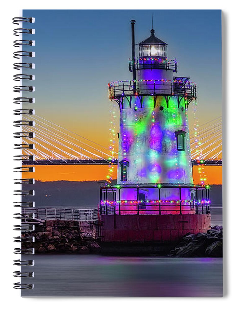 Tappanzee Bridge Spiral Notebook featuring the photograph NY Tarrytown Lighthouse by Susan Candelario