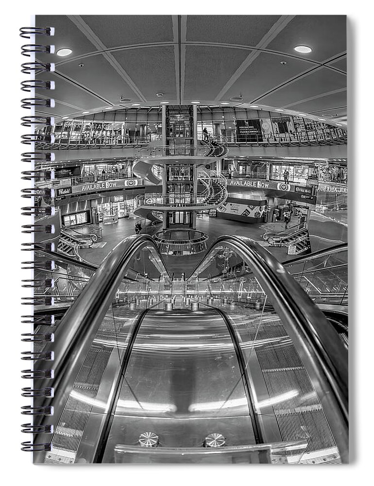 Fulton Street Subway Station Spiral Notebook featuring the photograph NYC Fulton Street Subway Station BW by Susan Candelario