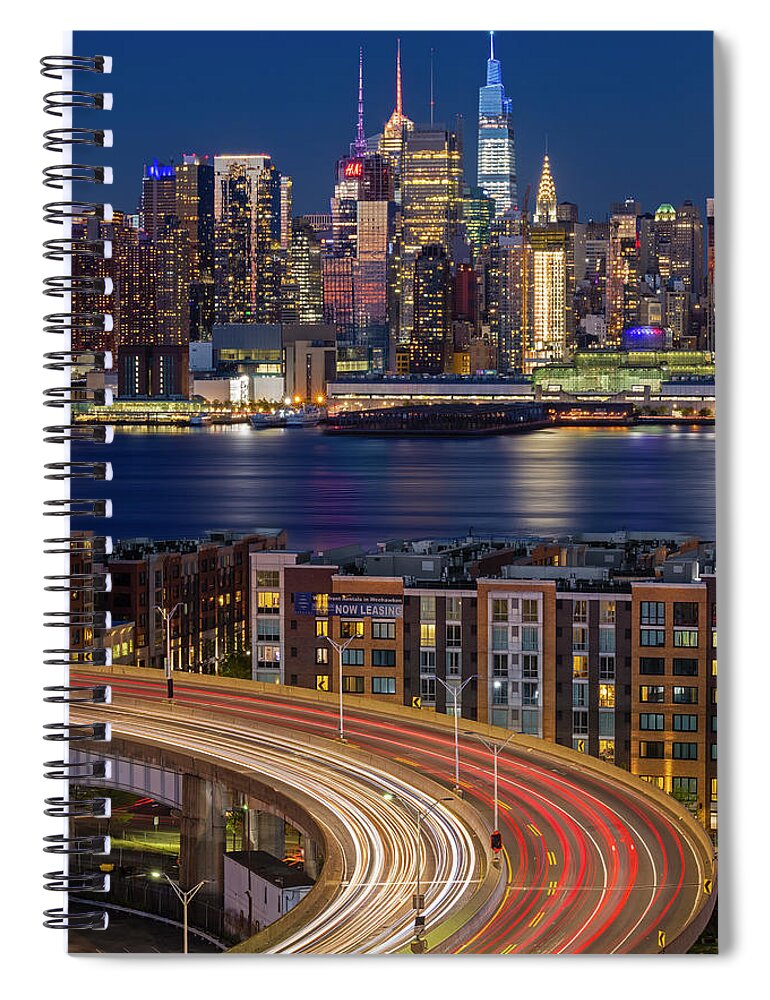 Nyc Skyline Spiral Notebook featuring the photograph NYC Skyline and Lincoln Tunnel Helix by Susan Candelario