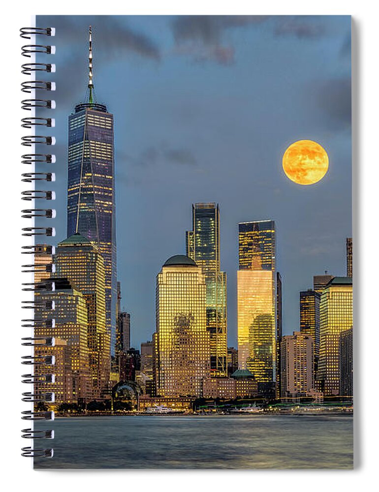 Nyc Skyline Spiral Notebook featuring the photograph NYC Skyline Moon by Susan Candelario