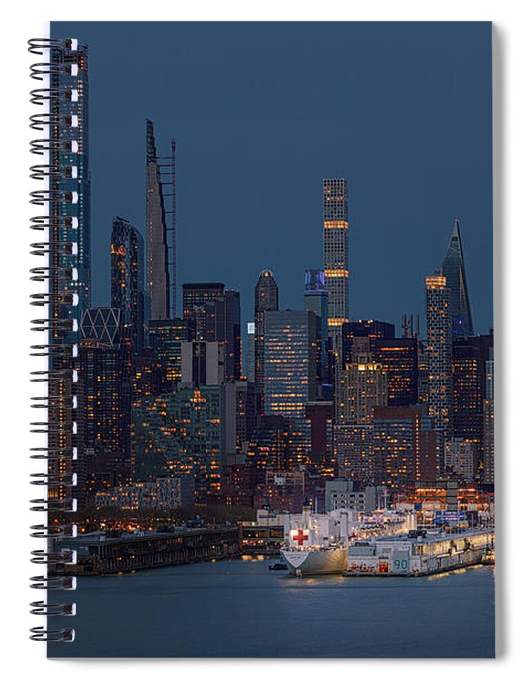 Nyc Skyline Spiral Notebook featuring the photograph NYC USNS Comfort by Susan Candelario