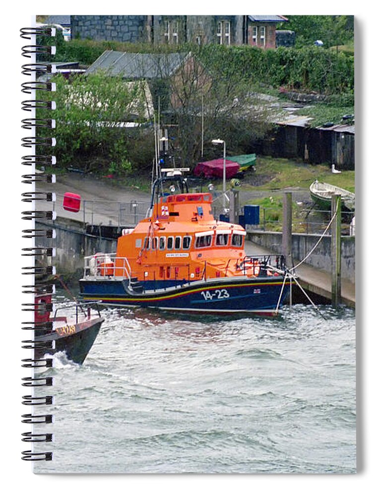Boat Spiral Notebook featuring the photograph Oban harbor squall by Paul Vitko