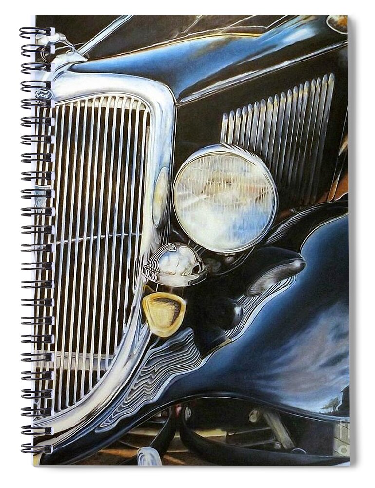 Ford Roadster Spiral Notebook featuring the drawing Object of my Reflection by David Neace