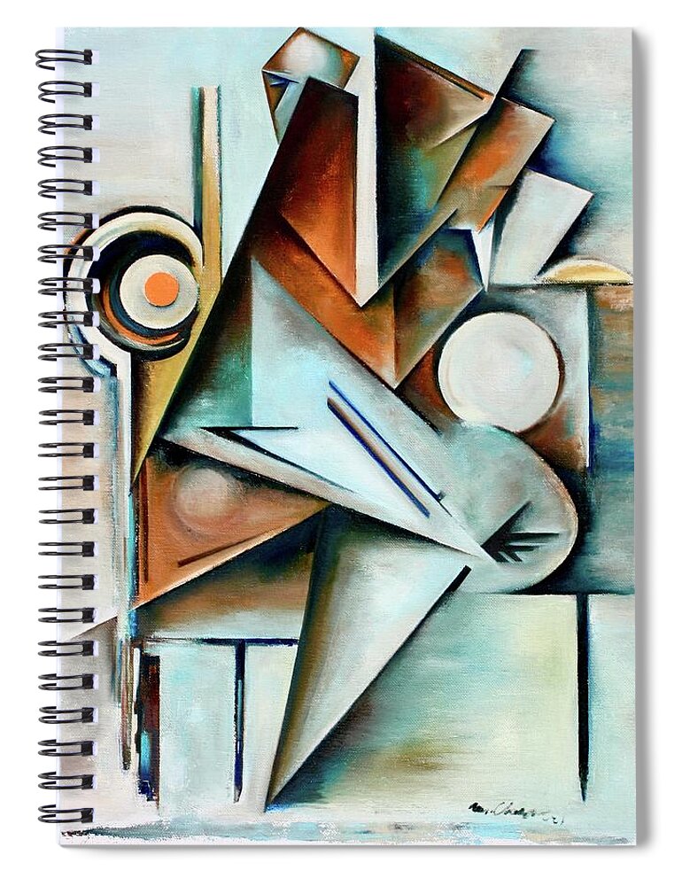 Jazz Spiral Notebook featuring the painting Oblique / Quaternate by Martel Chapman