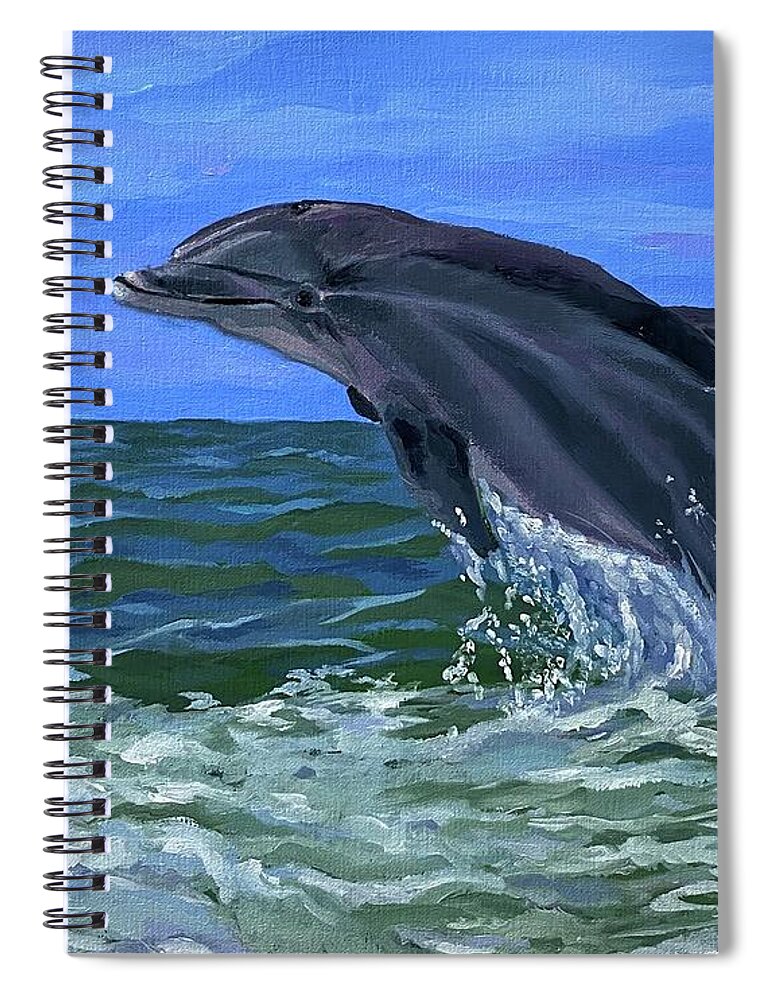 Ocean Spiral Notebook featuring the painting Ocean Fun by Nancy Breiman