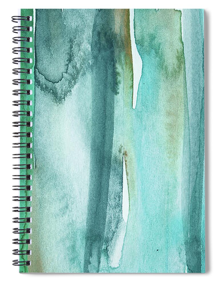 Abstract Spiral Notebook featuring the painting Ocean Patina- Art by Linda Woods by Linda Woods