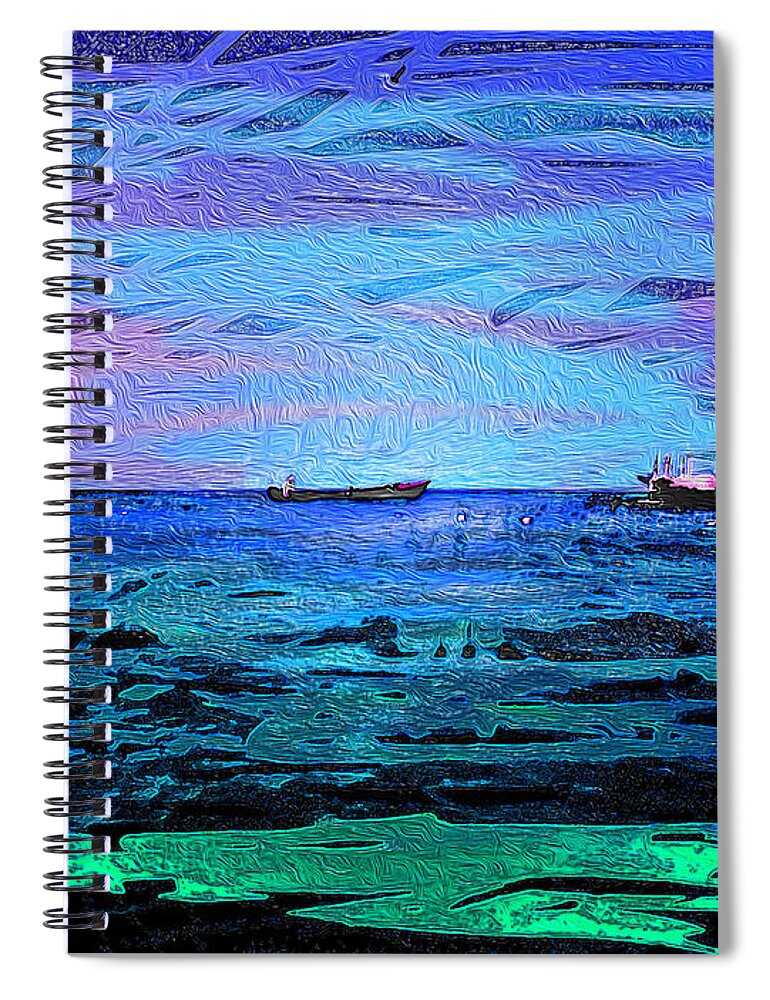 Ocean Stars 1 Spiral Notebook featuring the digital art Ocean Stars 1 by Aldane Wynter