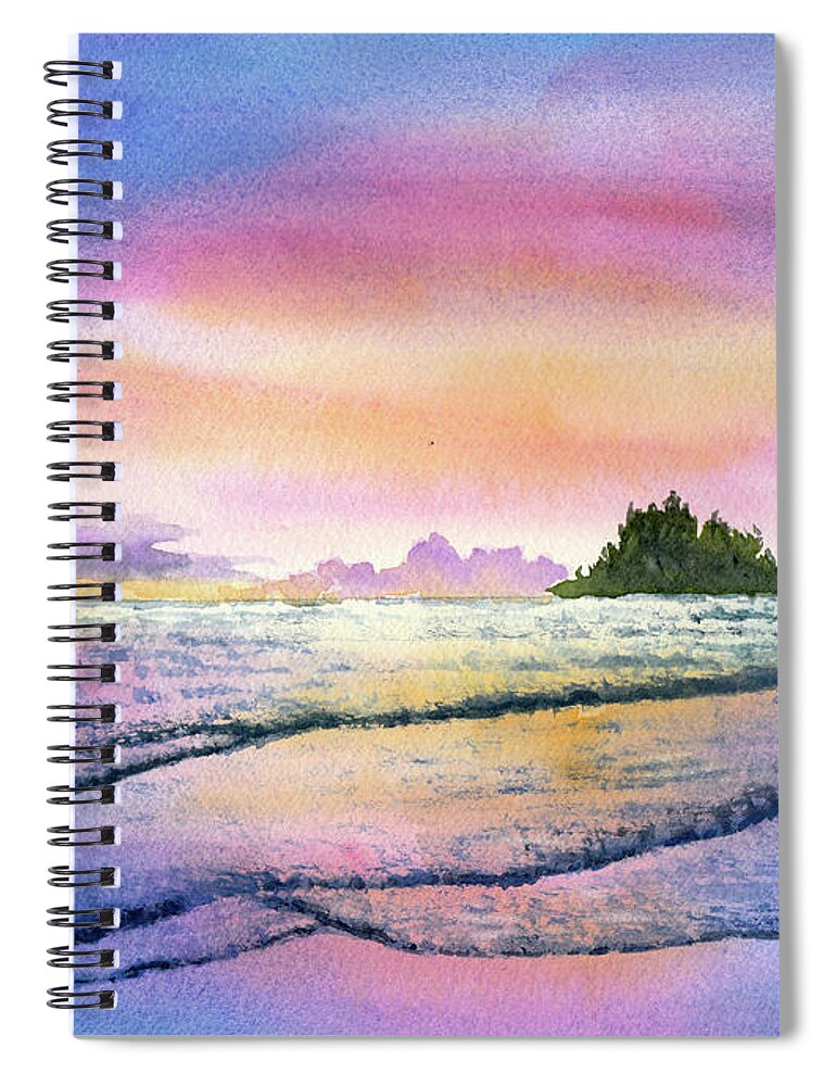 Ocean Spiral Notebook featuring the painting Ocean Sunset No 2 by Wendy Keeney-Kennicutt