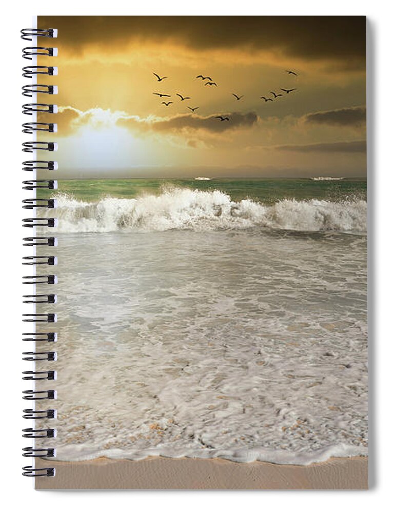 Ocean Spiral Notebook featuring the photograph Ocean sunset Photo 156 by Lucie Dumas