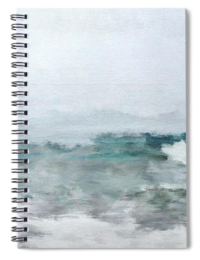 Coastal Spiral Notebook featuring the mixed media Ocean Swell- Coastal Art by Linda Woods by Linda Woods