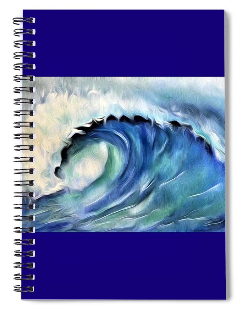 Ocean Wave Spiral Notebook featuring the digital art Ocean Wave Abstract - Blue by Ronald Mills