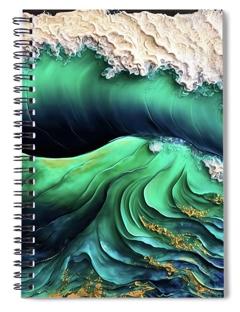 Waves Spiral Notebook featuring the digital art Ocean Waves 02 by Matthias Hauser