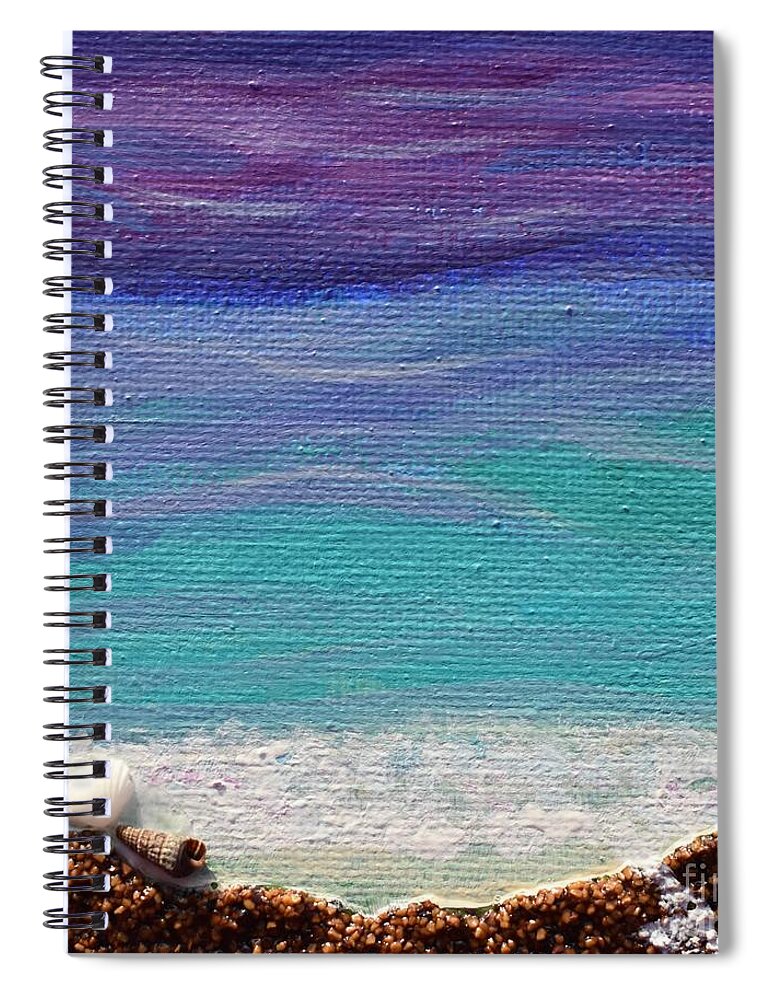 Ocean Spiral Notebook featuring the painting Ocean Waves and Beach by Monika Shepherdson