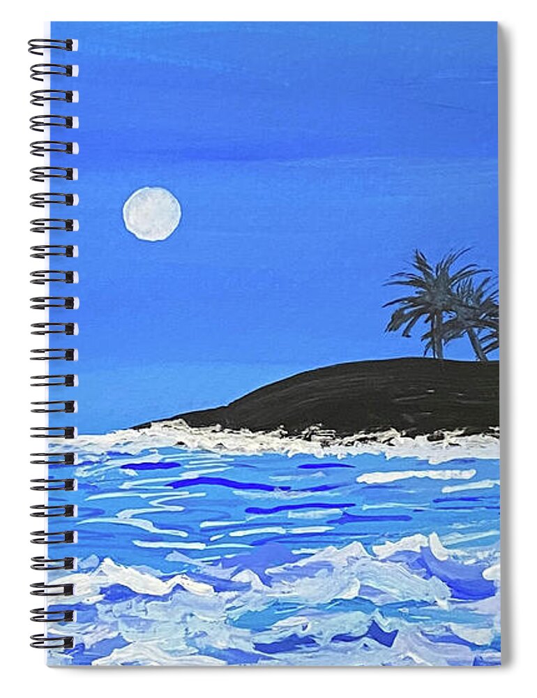Waves Spiral Notebook featuring the painting Ocean Waves in Gouache by Lisa Neuman