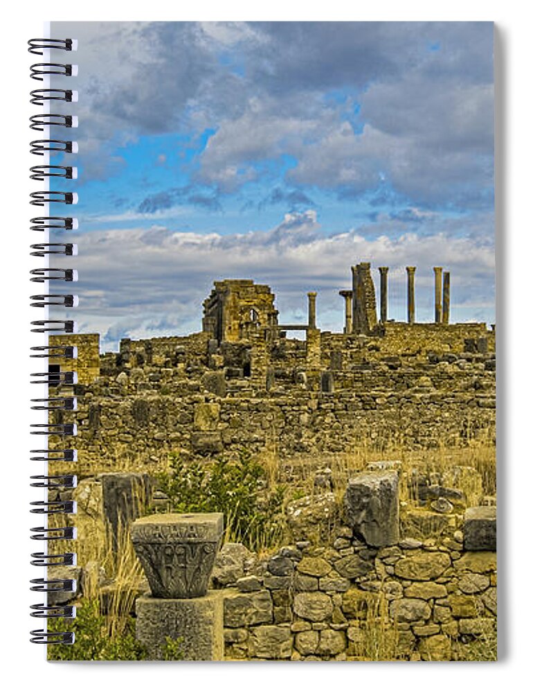 Roman Ruins In Morocco Spiral Notebook featuring the photograph October in Volubilis by Edward Shmunes
