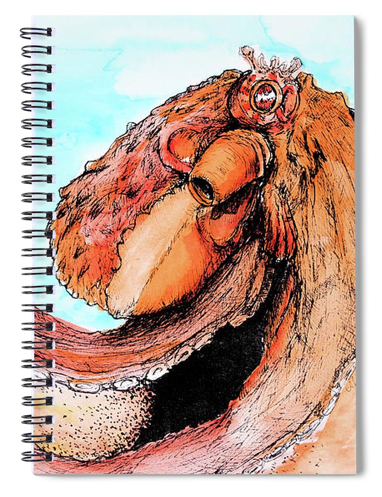 Octopus Spiral Notebook featuring the painting Octopus at Home by Lora Tout