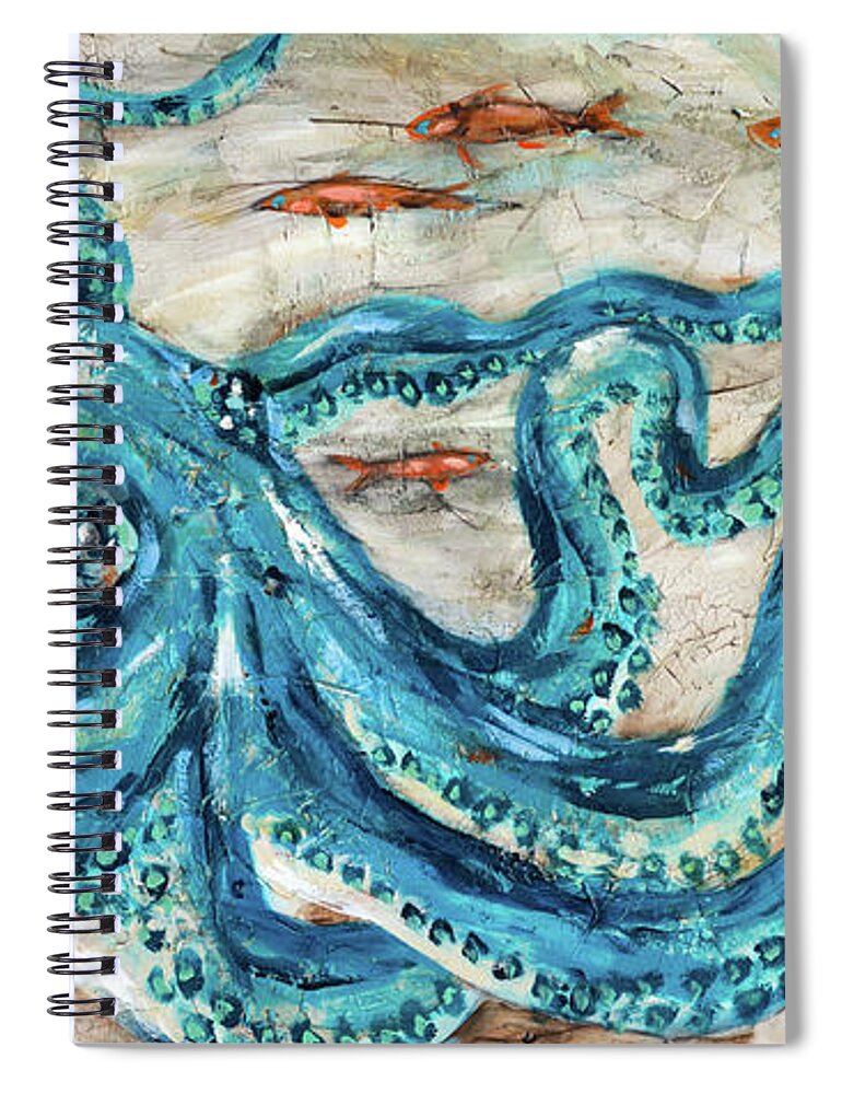 Ocean Spiral Notebook featuring the painting Octopus Lounge by Linda Olsen