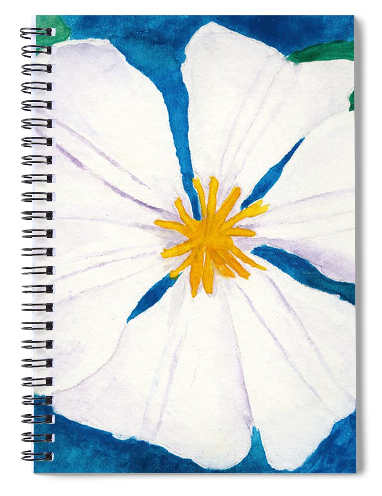 In The Style Of Georgia O'keeffe Spiral Notebook featuring the painting Ode to Georgia 3 White Clematis Flower by Conni Schaftenaar