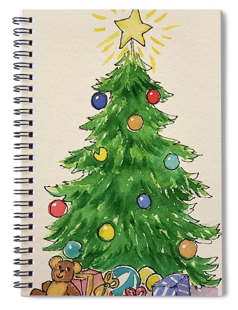 Christmas Tree Spiral Notebook featuring the painting Oh Christmas Tree by Marilyn Jacobson