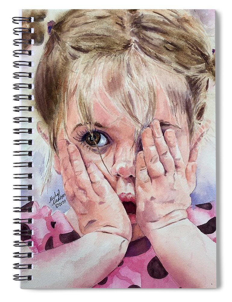 Expressive Child Spiral Notebook featuring the painting Oh My by Michal Madison