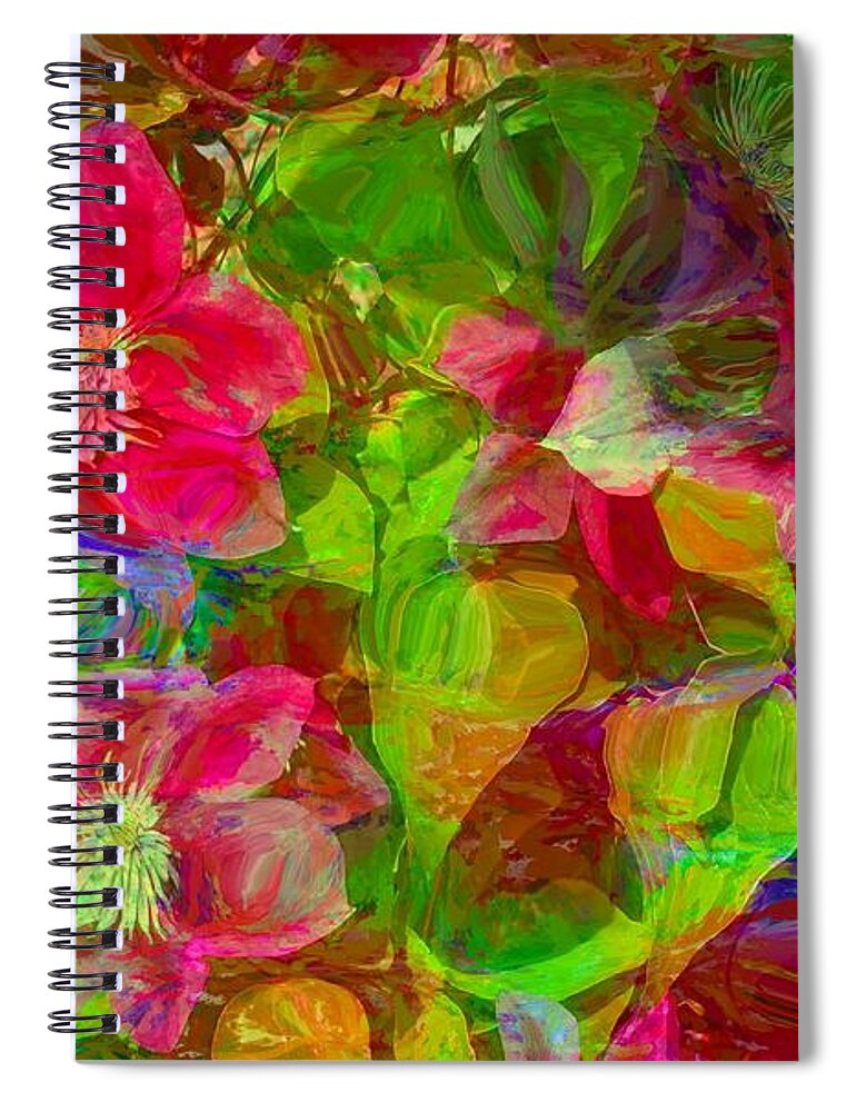 Digital Abstract Floral Flowers Spiral Notebook featuring the digital art Oh the Color by Bob Shimer