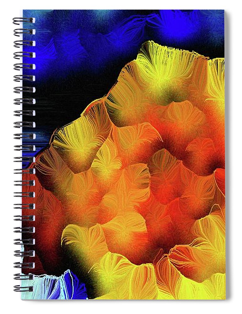 O’keeffian Petals Triptych Spiral Notebook featuring the mixed media OKeeffian Petals Triptych Print Number 3 Blossoming Gold by Aberjhani