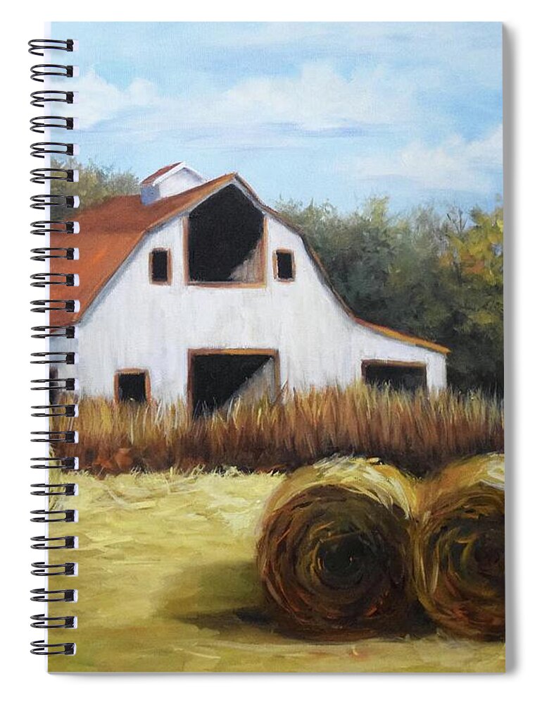 Barn Painting Spiral Notebook featuring the painting Okemah Barn by Cheri Wollenberg