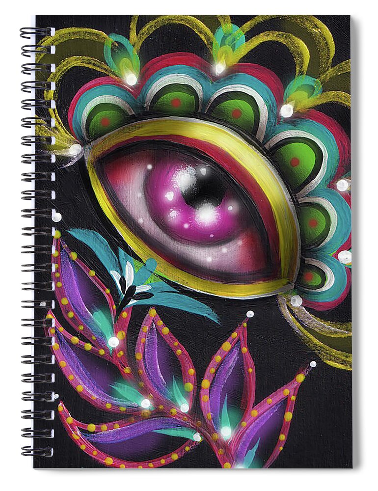 Ojo Spiral Notebook featuring the painting Oko by Abril Andrade