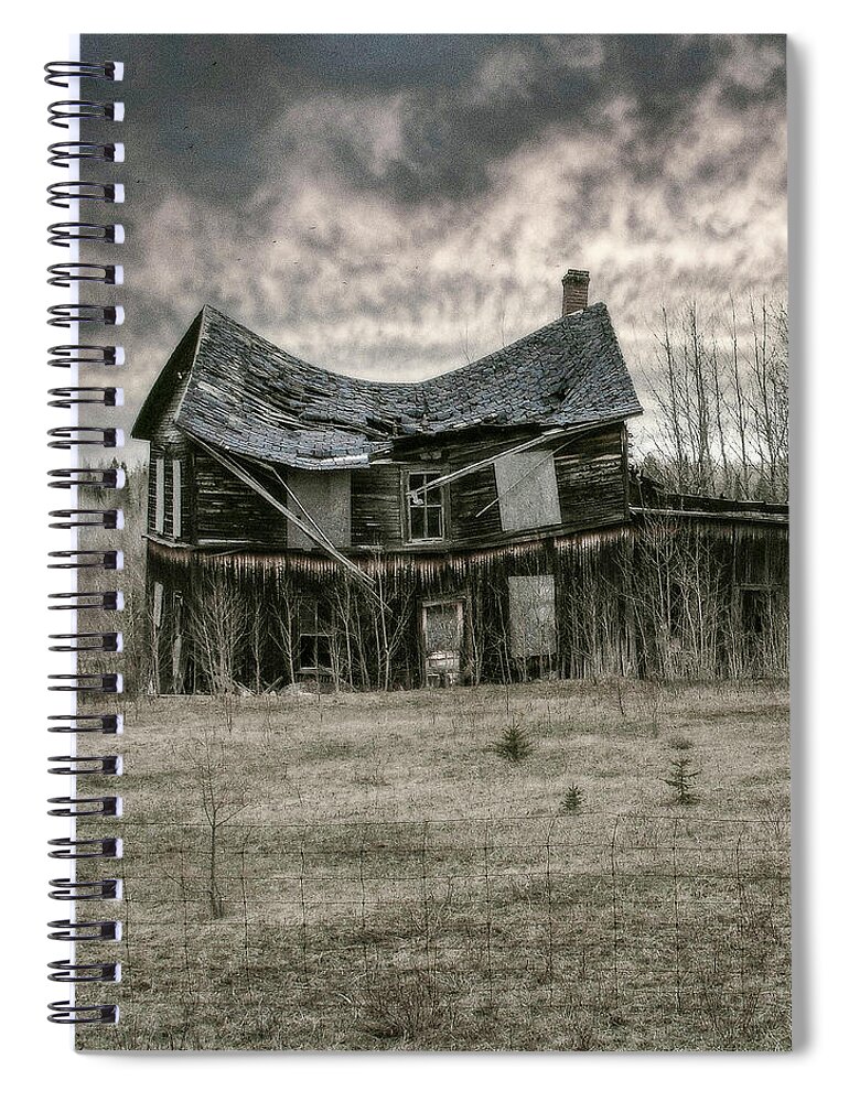 Abandeoned House Haunted Eiry Mysterious Spiral Notebook featuring the photograph Old Abandoned House by Louise Tanguay