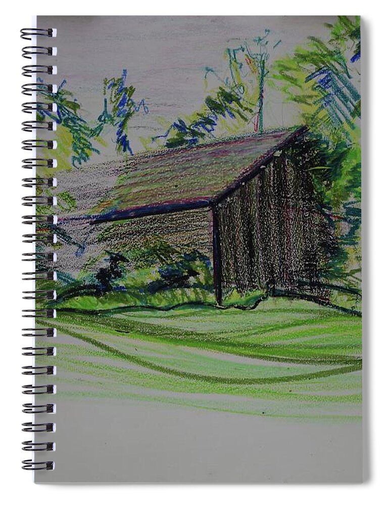 Plein Air Spiral Notebook featuring the pastel Old Barn At Wason Pond by Sean Connolly
