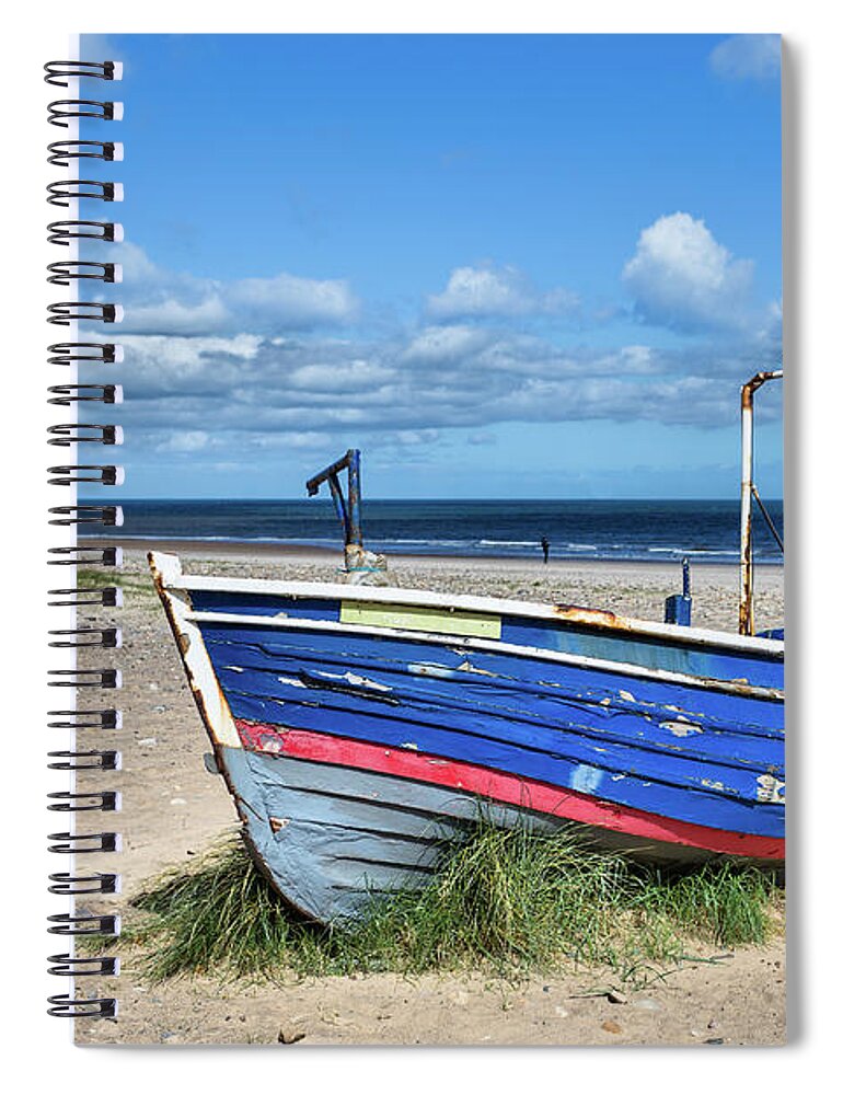 England Spiral Notebook featuring the photograph Old Boat, Marske-by-the-Sea by Tom Holmes Photography