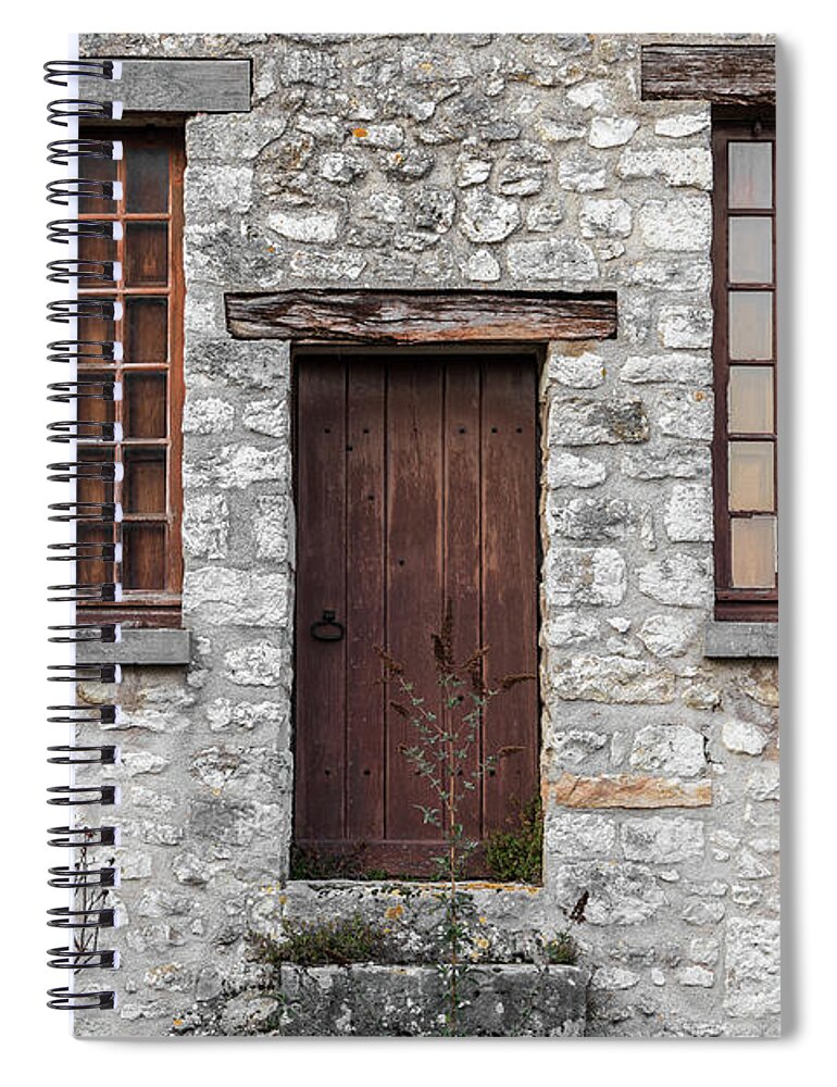 Home Spiral Notebook featuring the photograph Old building with cat on window sill by Fabiano Di Paolo